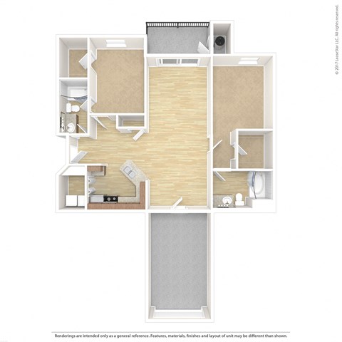Floor plan for 2 beds, 2 baths, 1212 sqft